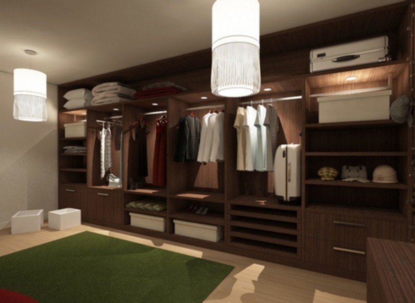 Классическая гардеробная комната из массива с подсветкой Калининград